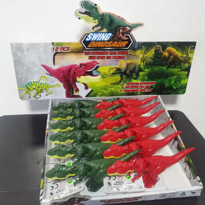 18cm gryzący zielony czerwony tyranozaur Rex dinozaur sterowanie ręczne wiosenna huśtawka dekompresyjna koniuszka palca dla dzieci zabawka