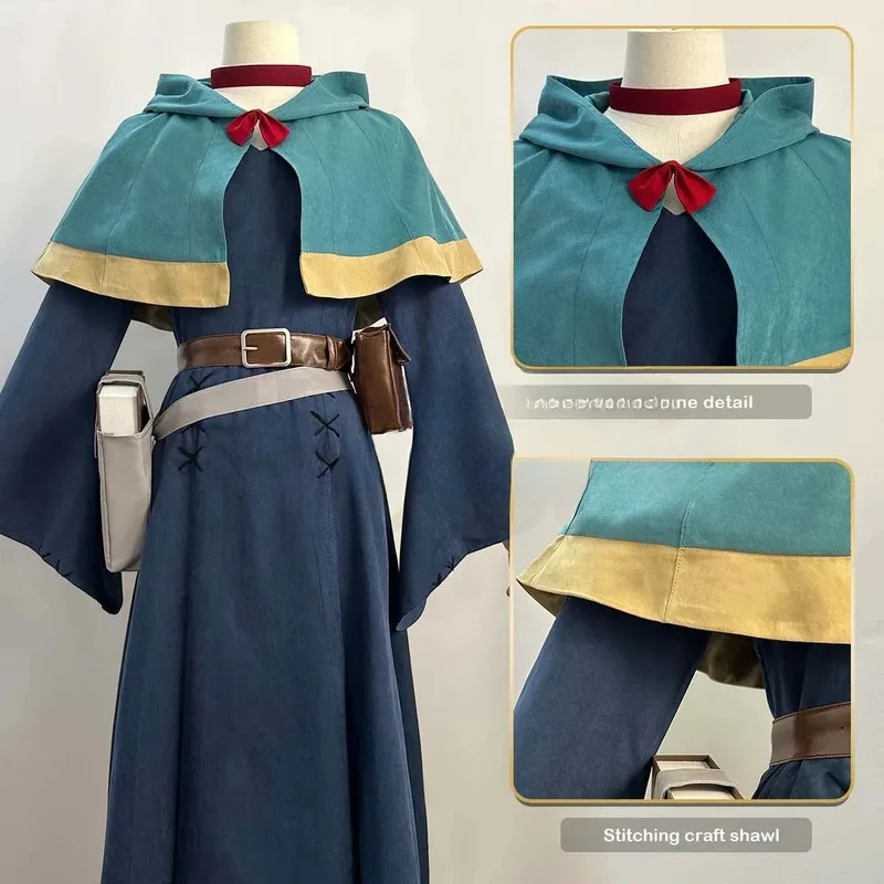 

Delicious in Anime Marcille Cosplay Costume Wig Shawl Cloak Dress Pants Rose Net