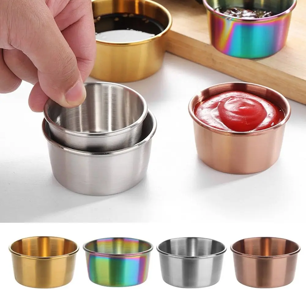 Stainless Steel Sauce Cup Seasoning Dishes Sushi Dipping Bowl Spice Dishes Salad Sauce Container