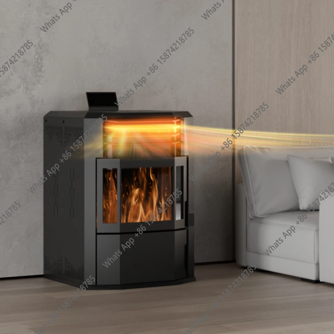 

O 10kW Automatic Modern Indoor Wood Burner Biomass Pellet Stove Central Water Heating Free-standing For Home Fireplaces Fireplac