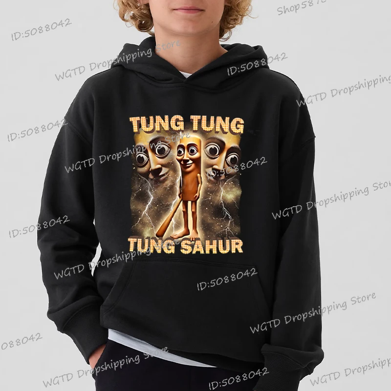 

Funny Tung Tung Tung Sahur Kids Hoodies Italian Brainrot Trend Sweatshirt Fashion Long Sleeve Boys Girls Y2K Pullover Hoodie