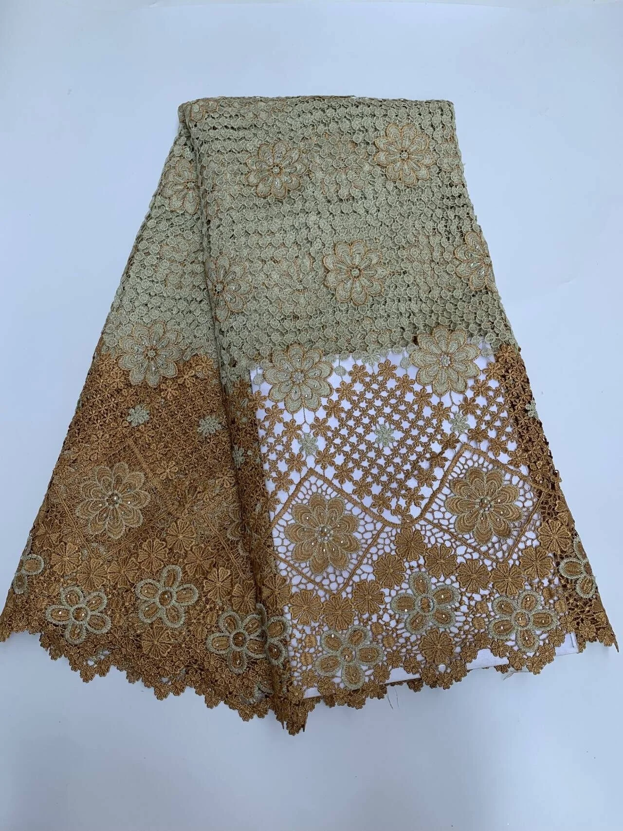 

African Nigerian High-Quality Lace Fabric Embroidery Tulle Sequins Guipure Water Soluble for Wedding Party Dresses TY011 5Yard