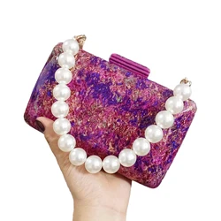 Borsa con perline acriliche borsa da sposa di lusso pochette da sposa abiti da sera borsa da donna famosa borsa a tracolla con copia di marca verde fucsia