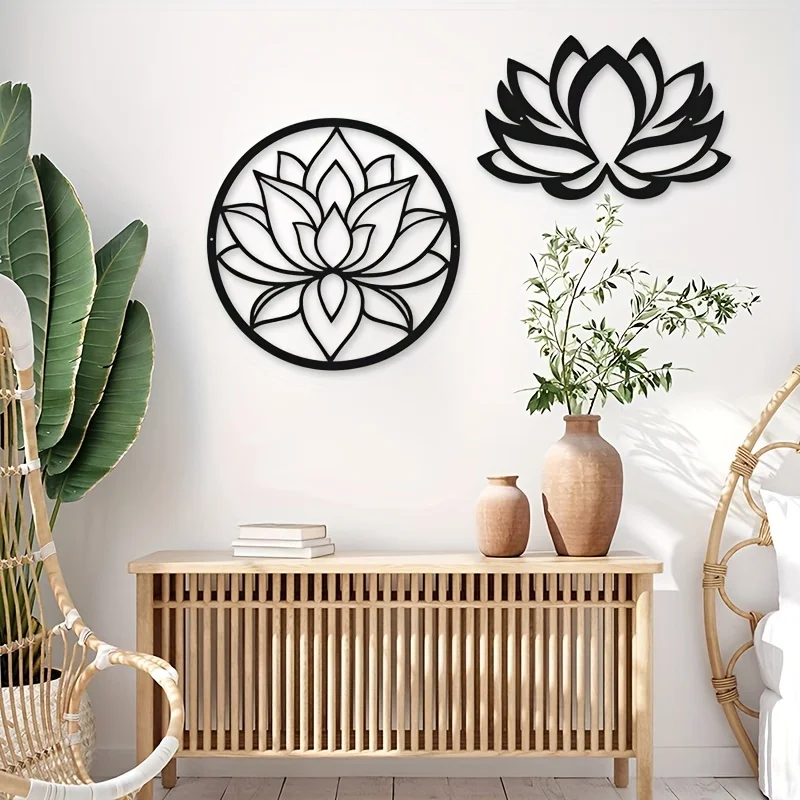 Metal Art Lotus Shape Wall Hanging Decorations, Indoor Fashion Wall Hanging Wall Decor, Dining Room Hanging Living Room Gift