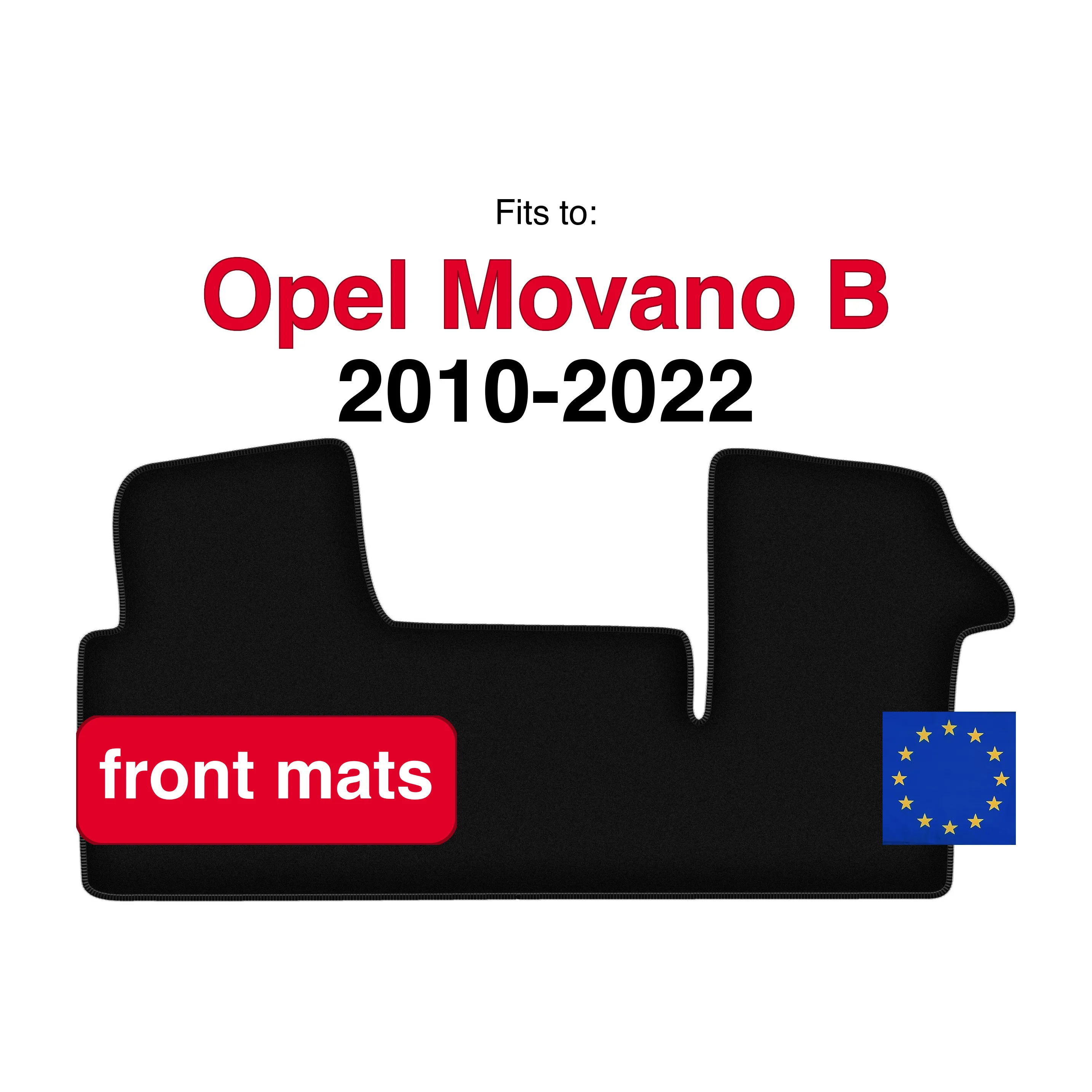 Velour vloermatten voor Opel Movano B busje (2010-2022) - Zwart (2 stuks) set auto vloermatten voor de voorkant van de auto