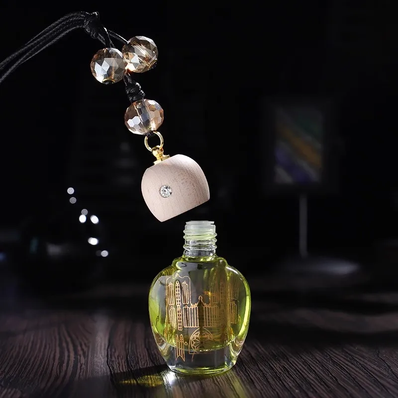 Wholesale 12ML Car Air Freshener bottle Glass Pendant Car Perfume Diffuser Bottle For Essential Oils Car Exquisite Decoration