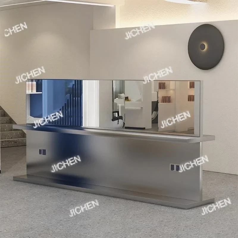 

Зеркальный стол для парикмахерской из нержавеющей стали, зеркало для салона красоты, стол для окрашивания и укладки волос, стол для парикмахера