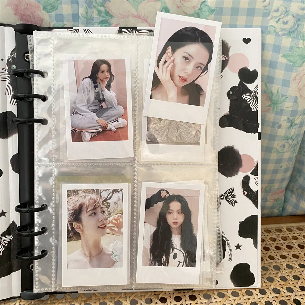 Sharkbang Full Set A5 Binder Photo Collect Book With 20pcs Sleevevs Bookcase Black Cat Ring Kpop Postcards Sticker Organizer