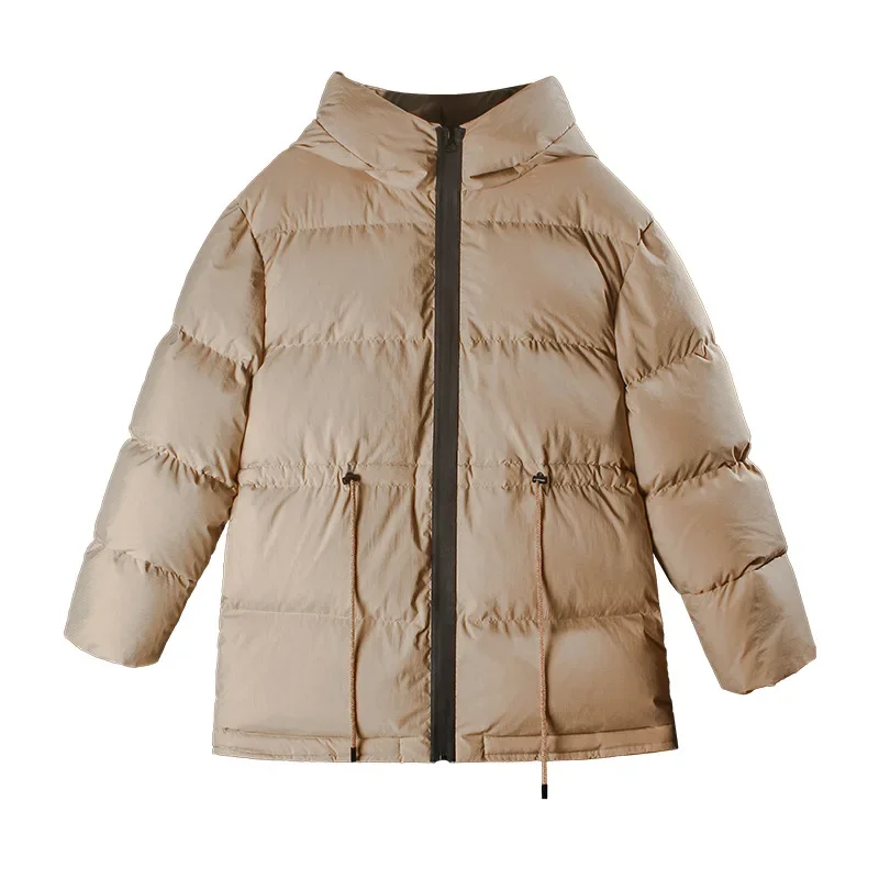 Zimowa moda Nowa damska kurtka puchowa Luźna kurtka do pracy z kapturem, dopasowana