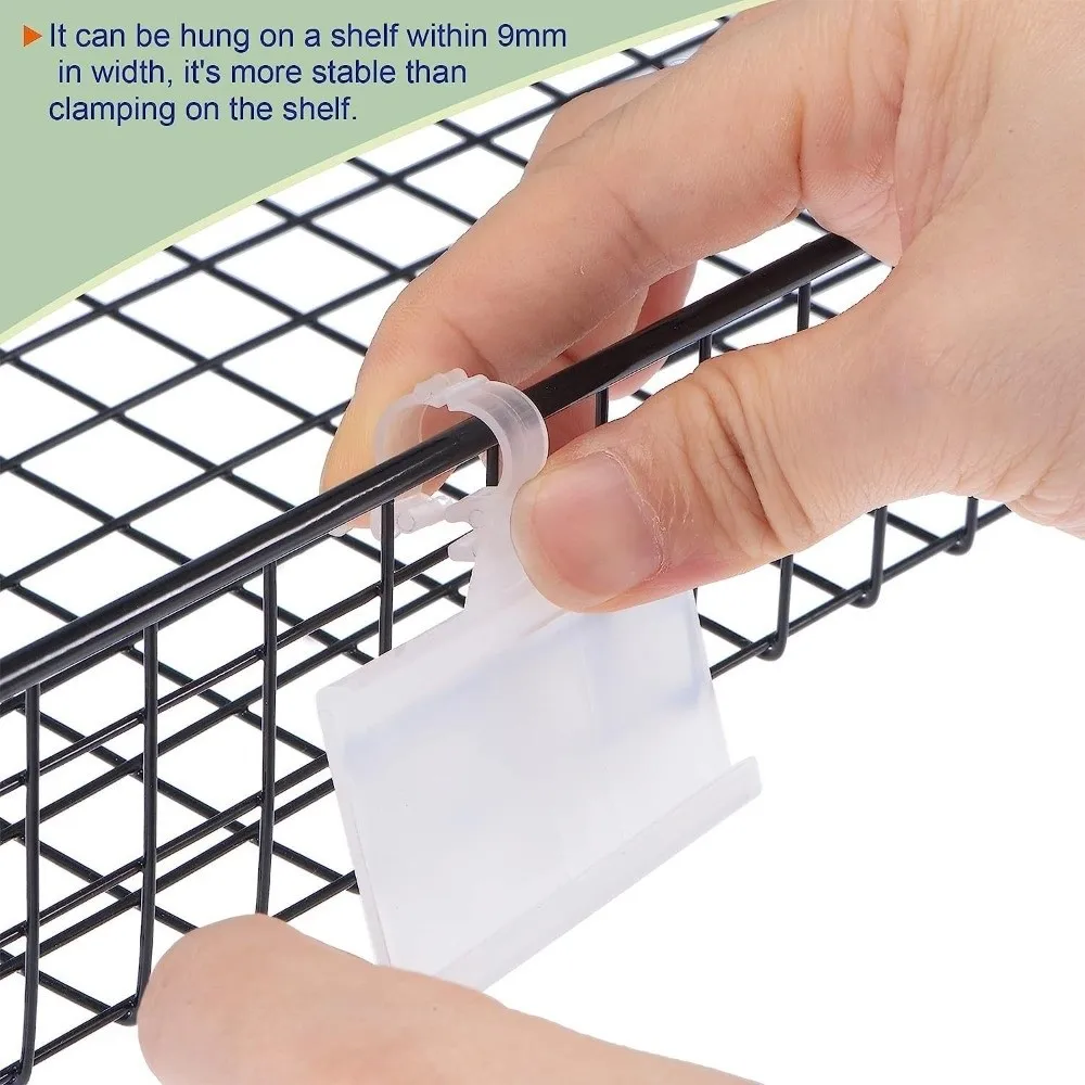 10Pcs Practical Plastic Price Tag Holder Snapon Lockon Hanging Sign Card Holder Translucent Plastic Hang Tag Wire Shelf