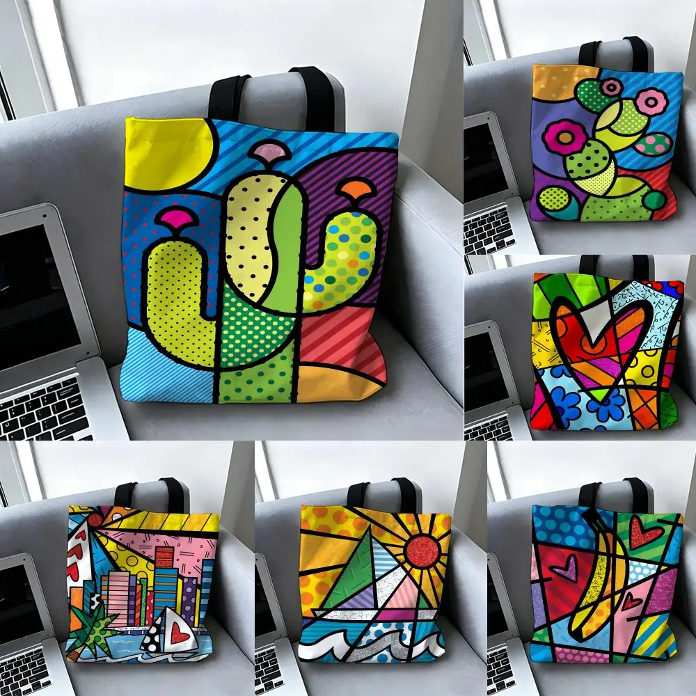 Bolsas de Armazenamento Fashion Romero B-Britto, Bolsa de Mão Casual para Mulheres, Bolsa de Ombro, Bolsa de Compras e Viagem