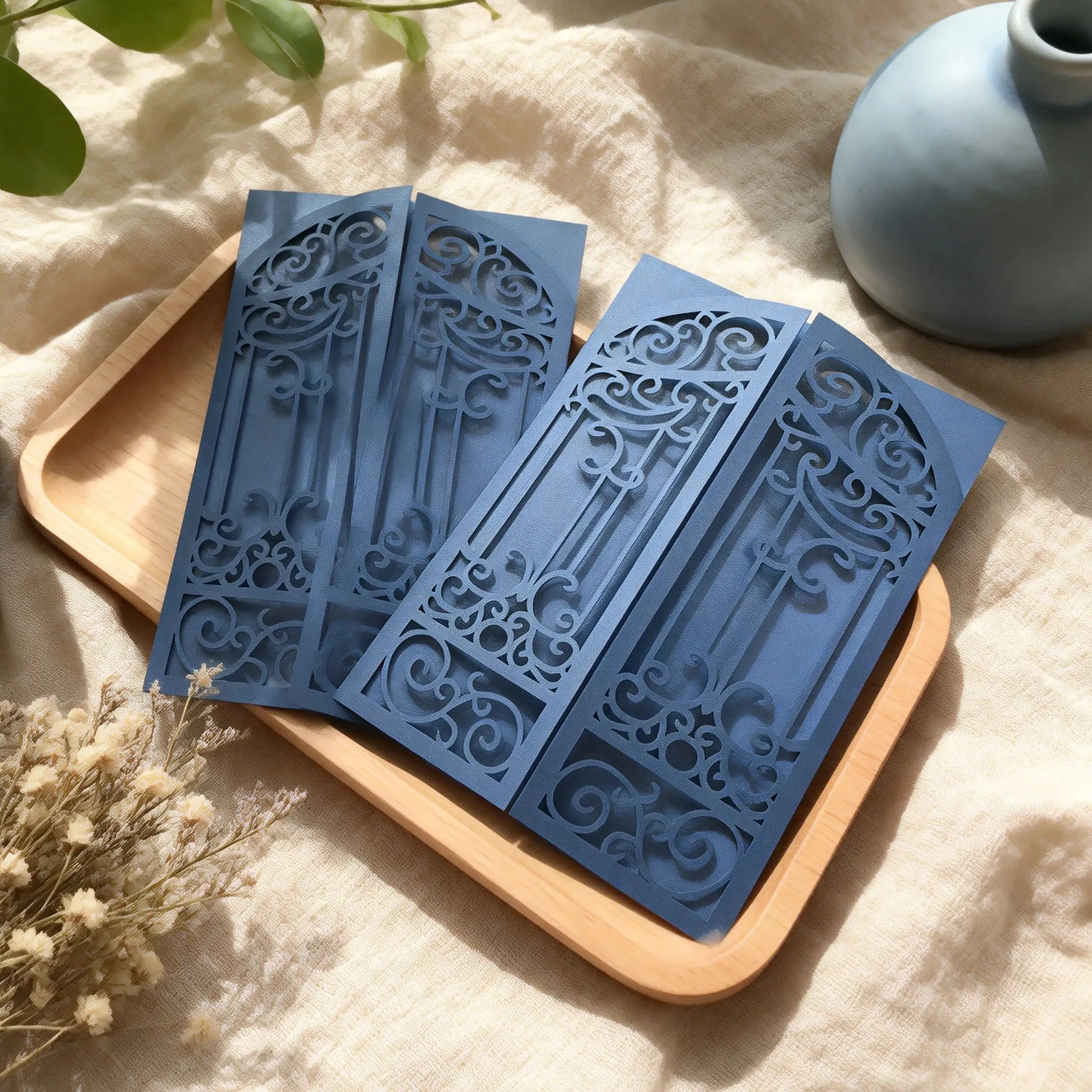 

10pcs Elegant Laser Cut Gate Design Wedding Invitation Cards,Hollow Engagement Greeting Card,Lace Paper Favors for Party Decor