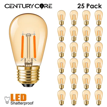 พลาสติก S14 หลอดไฟ LED E27 220V E26 110V Dimmer 2W WARM White Shatterproof กลางแจ้ง VINTAGE สําหรับ String Light ตกแต่งสวน