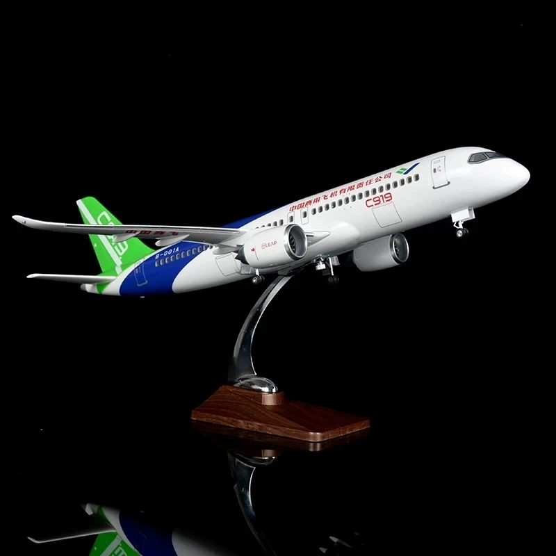 1/82 Diecast Resin 47cm Aviation Airplane China Commercial Aircraft C919 Airline Model with LED cabin lights for Collection Gift