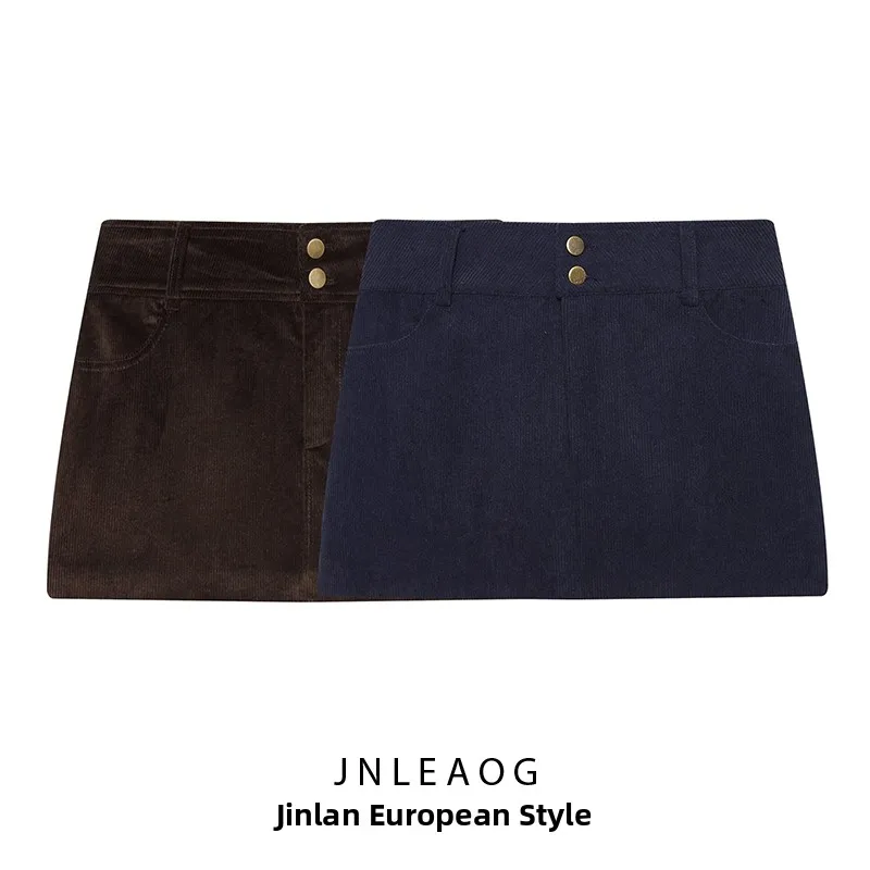 JNLEAOG Women's Fashionable Corduroy  Skirt Versatile Autumn New Style Casual Polyester Standard Fit Chinese Production