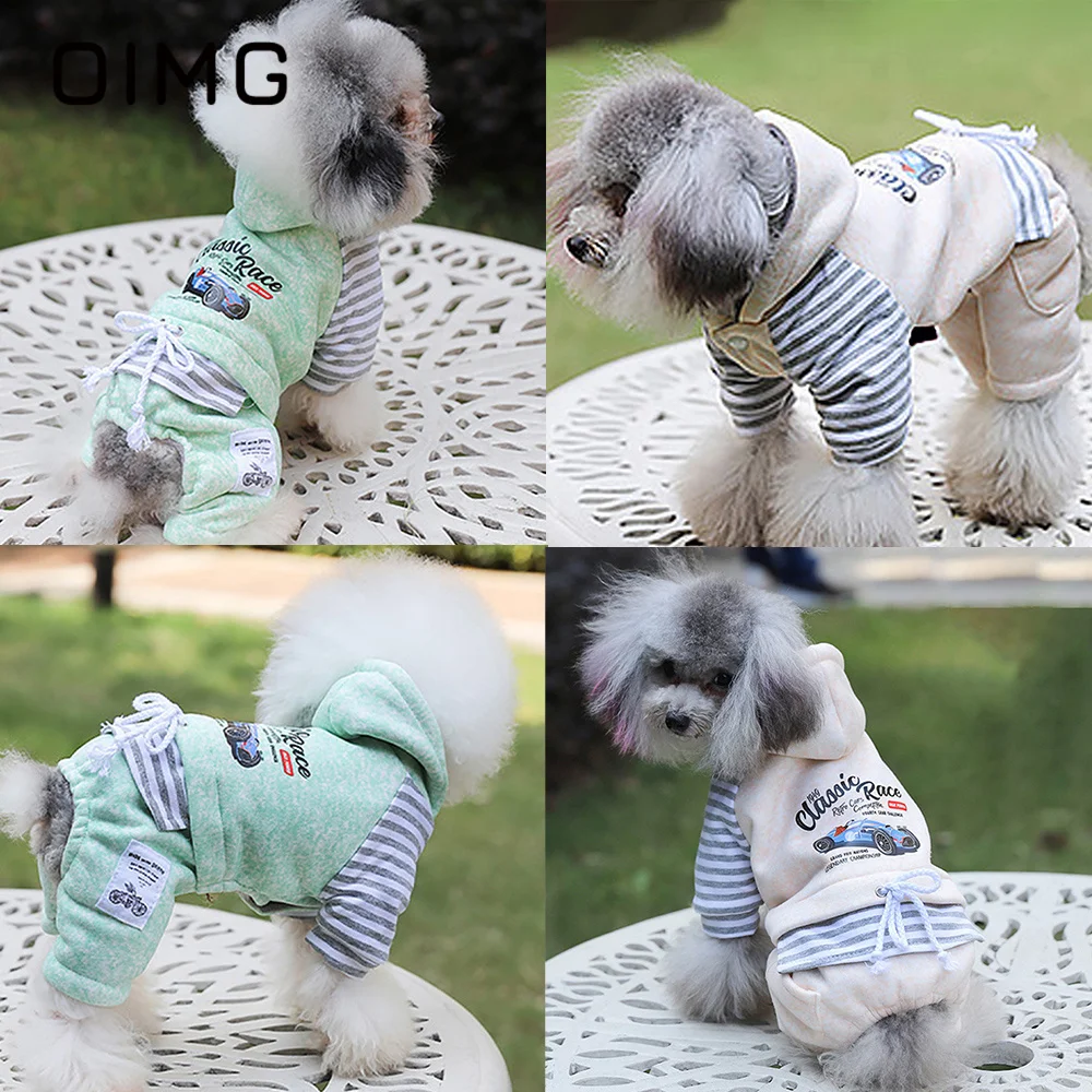 

OIMG Cool Car Print Puppy Cotton Padded Clothes Schnauzer Chihuahua Teddy Autumn Winter Small Dog Jumpsuits Warm Pet Cat Costume