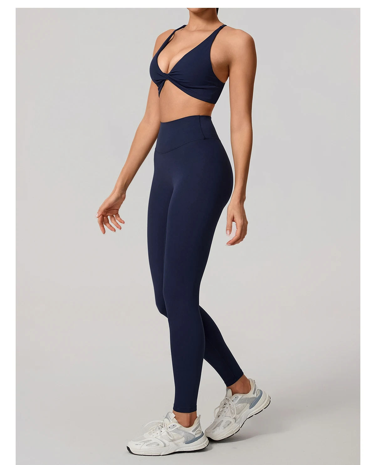 Hearuisavy Damen Workout-Set 2-teilig Sport-BH Hochtaillierte Leggings Rückenfreies Yoga-Top Fitness-Laufhose für Frauen – Detail 23