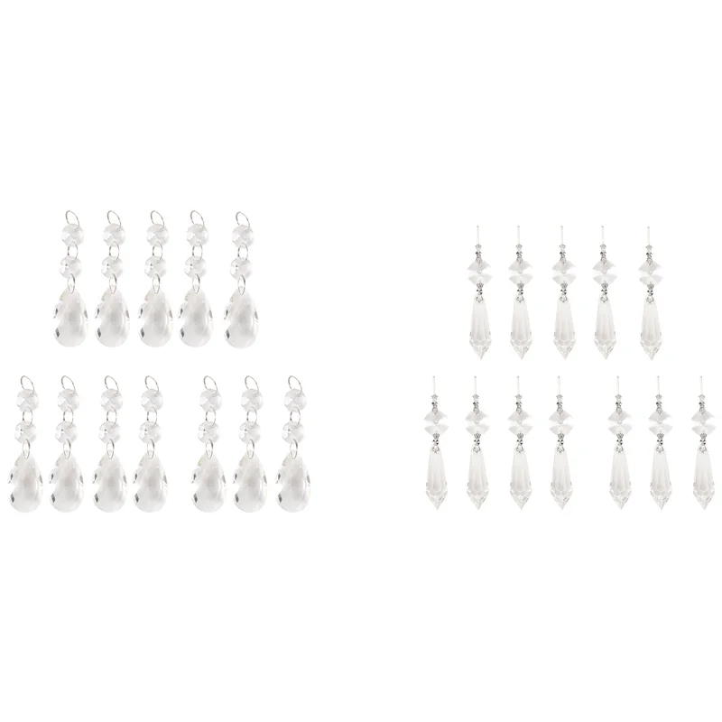 

BHTS-96 Pcs Chandelier Crystal Prisms Pendants Set 38 Mm Clear Teardrop Icicle Chandelier Crystals Parts Replacement Crystals