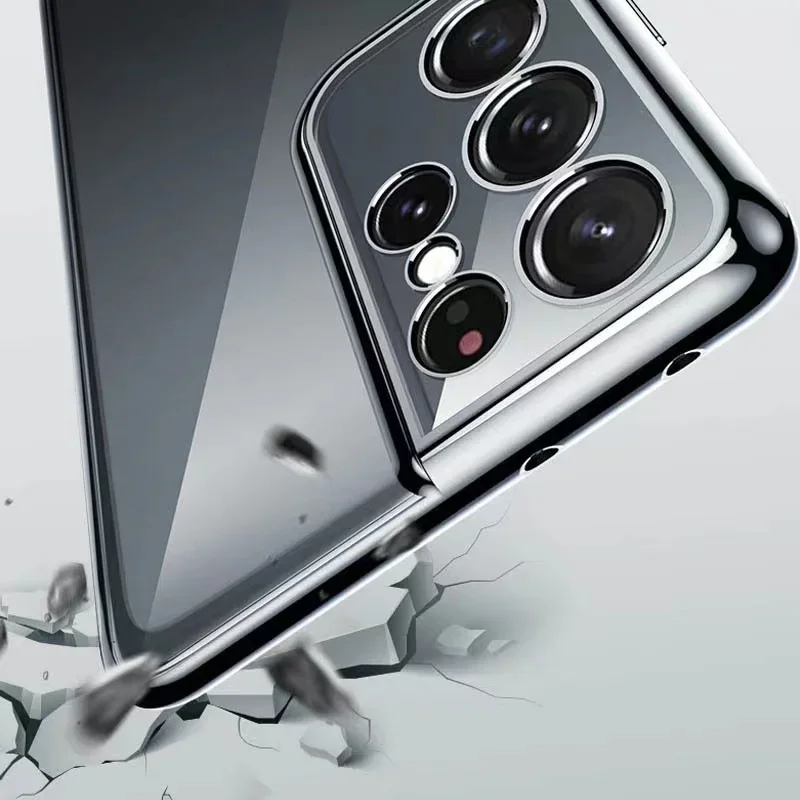 Luksusowe etui na telefon z powłoką galwaniczną do Samsung Galaxy S26 Edge S25 FE S24 S23 Ultra S22 Plus S21 FE Przezroczyste, miękkie etui — zdjęcie 4