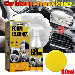 60ml Car Interior Cleaning Leather Clean Multifunctional Foam Cleaner Car Interior Strong Decontamination Ceiling Seat Clean