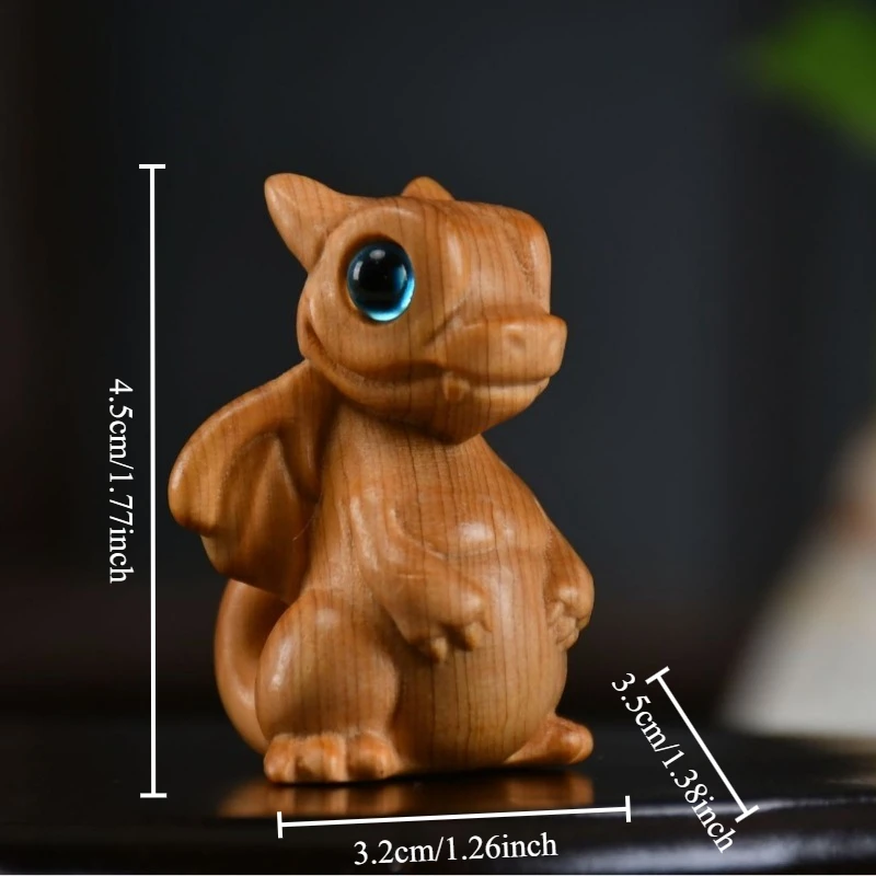 Hand Carved Wooden Dragon Figurine Zodiac Theme Collectible Children Cultural Artifact Desk Display Object Wood Animal Miniature