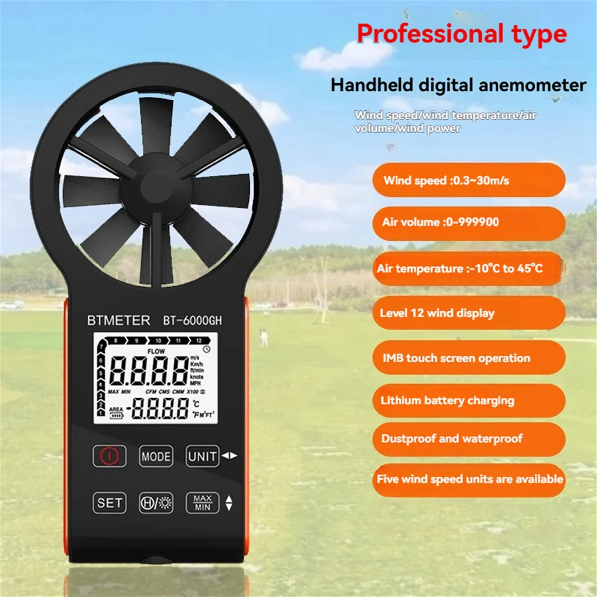 2025 New  Wind Speed Wind Volume Anemometer Intelligent High Precision Digital Anemometer Handheld Air Volume Tester