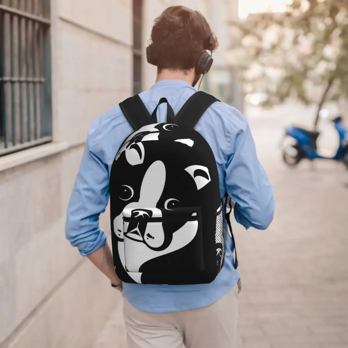 Boston Terrier Face Print Student Backpack School Bag Hiking Travel Daypack for Men Women Bookbag Shoulder Bags