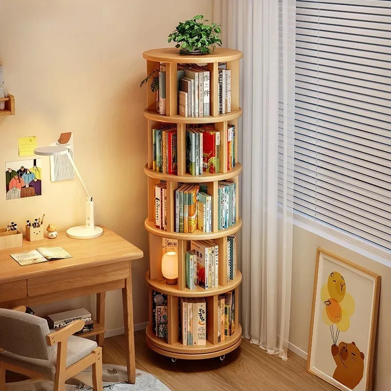 Vertical Vintage Rotating Bookcase Miniature Wood Miniature House Rotating Bookcase Storage Mueble De Cuarto Room Furnitures