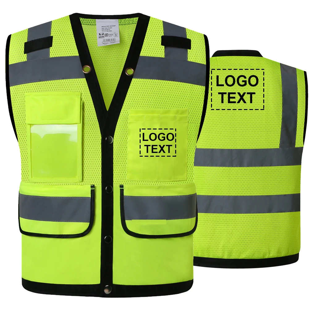 Mesh Work Vests for Construction Logo Printing Text and Logo Personalized Clothes Company Logo Design Customization
