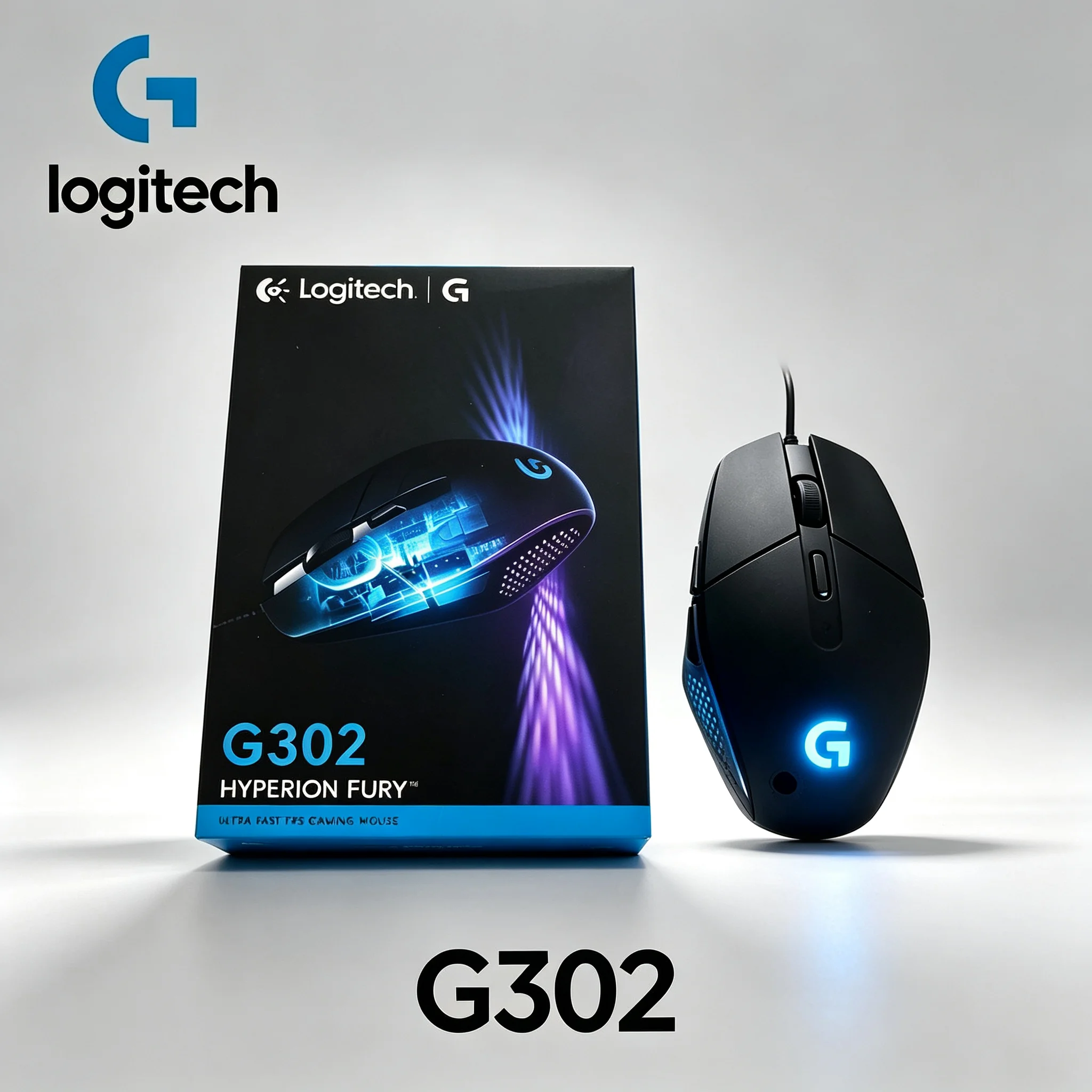 Logitech G302 USB Cable Powered Mouse Daedalus Prime Ambidextrous Body 4000DPI RGB Side Lighting 6 Custom Buttons For Gamer Home