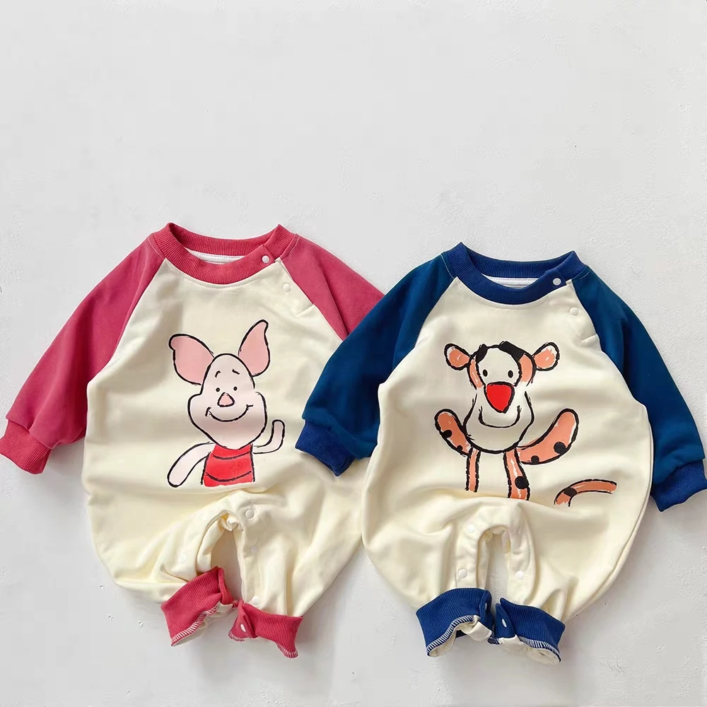 Spring/autumn Clothes Disney Cartoon Newborn Jumpsuit Long Sleeve One-piece Sleepwear Toddler Costume Cotton Infant Bodysuits