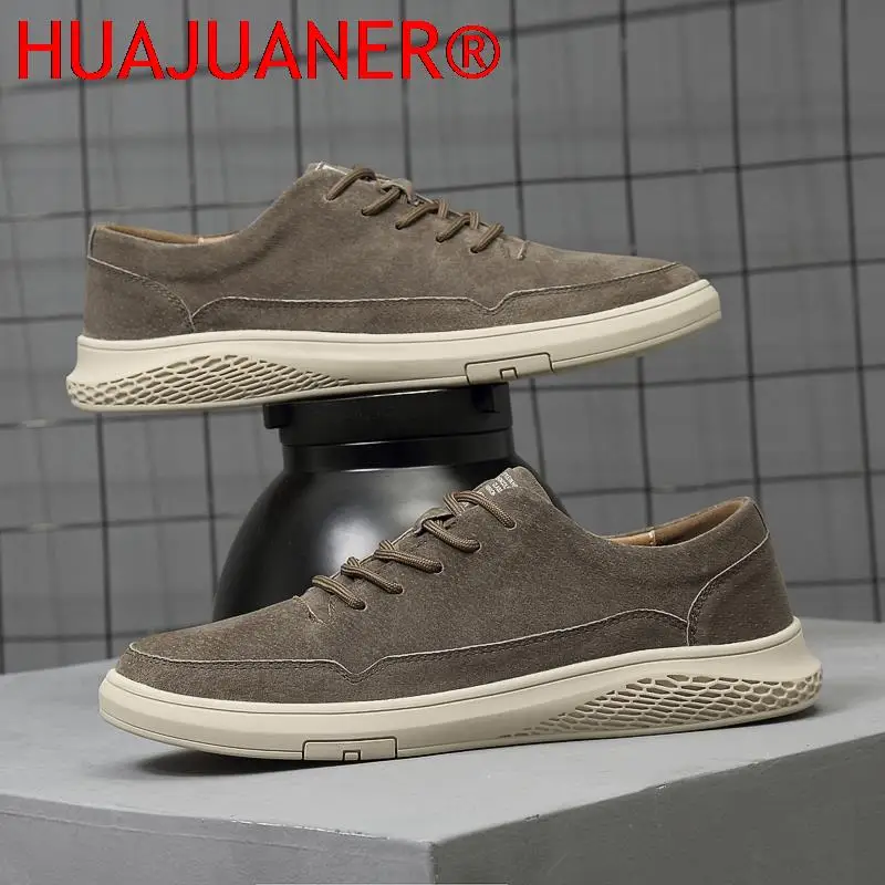 New Man Leather Sneakers High Quality Suede Shoes Men Spring Autumn Fashion Men's Casual Shoes Comfortable Male Walking Footwear