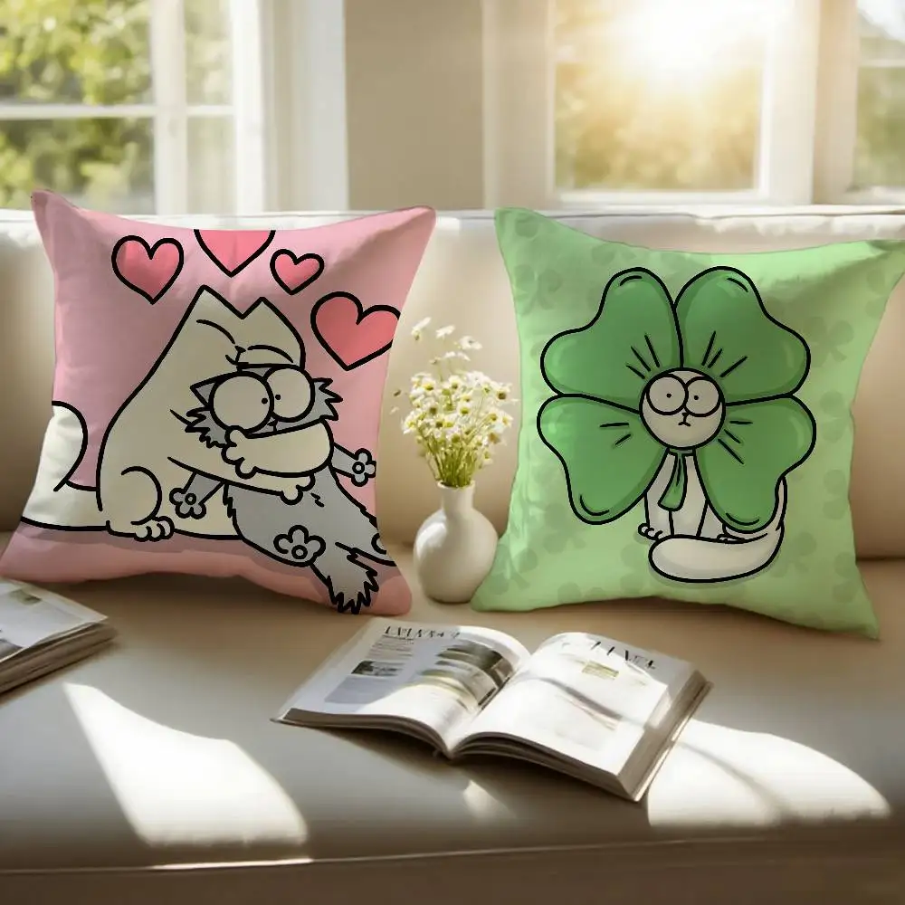 Kawaii S-Simons القط B غطاء الوسادة كيس وسادة مكافحة الغبار المخدة غير مرئية سستة حريري قصير أفخم غطاء وسادة أريكة