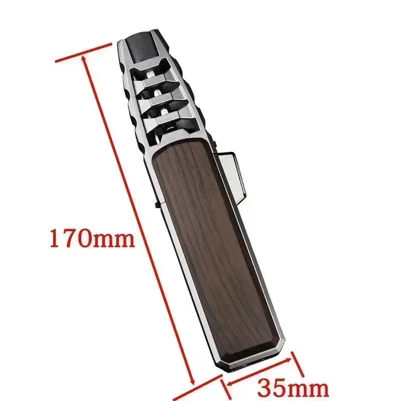 شعلة توربينية معدنية مقاومة للرياح مع قوة نار قوية لهب أزرق ولاعة غاز البوتان المستقيمة للمطبخ في الهواء الطلق والشواء واللحام #6