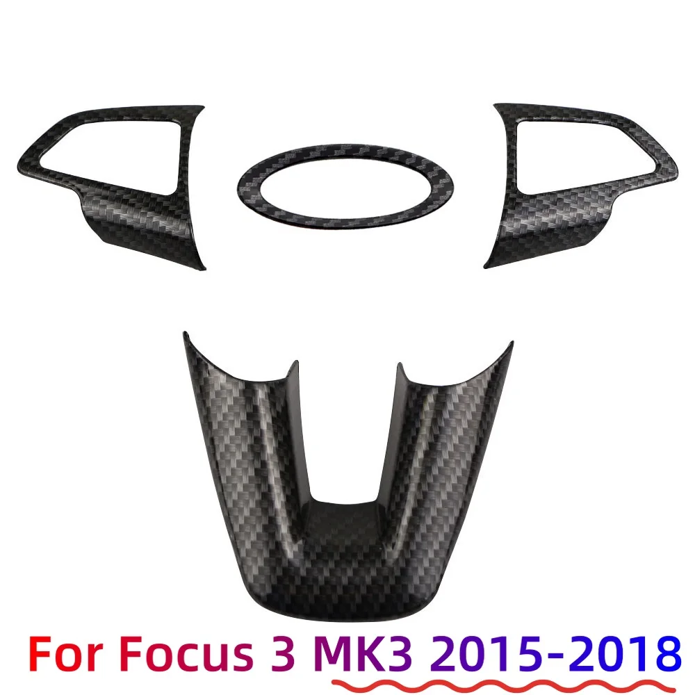 4szt Naklejka na panel kierownicy do Ford Focus 3 MK3 2015 2016 2017 2018 Cekiny na kierownicę z włókna węglowego
