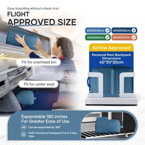 Imagen 2 del producto Nueva mochila de compresión al vacío avión Ryanair 40x30x20 bolsa de viaje para avión bolsa de cabina Wizzair equipaje de mano bolsas para ordenador portátil