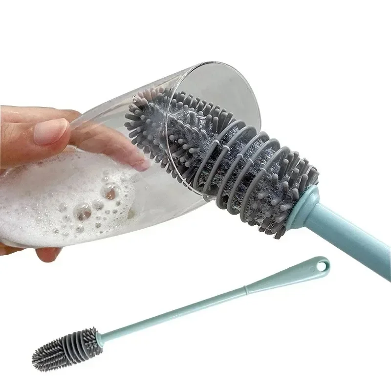 

Silicone Milk Bottle Brush Cup Scrubber Glass Cleaner Kitchen Cleaning Tool Long Handle Drink Bottle Glass Cup Cleaning Brush