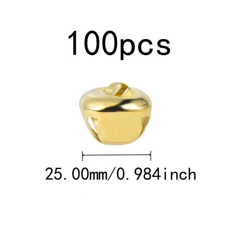Metal Alloy Material 25mm Metal Craft Bells 100 pcs, perfect for Wedding Decoration, Clear Crisp Sound, Gold