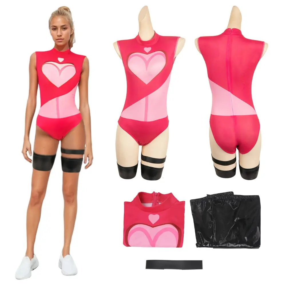 Engel Dust Cosplay Poison Fantasia Hotel Kostuum Vermomming Voor Volwassen Vrouwen Tops Korte Broek Panty Halloween Carnaval Feestkleding