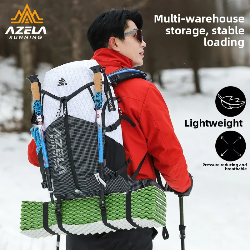 AZELA Hiking Backpack 30-50L Large-Capacity Hiking and Camping Backpack for Outdoor Travel and Multifunctional Storage