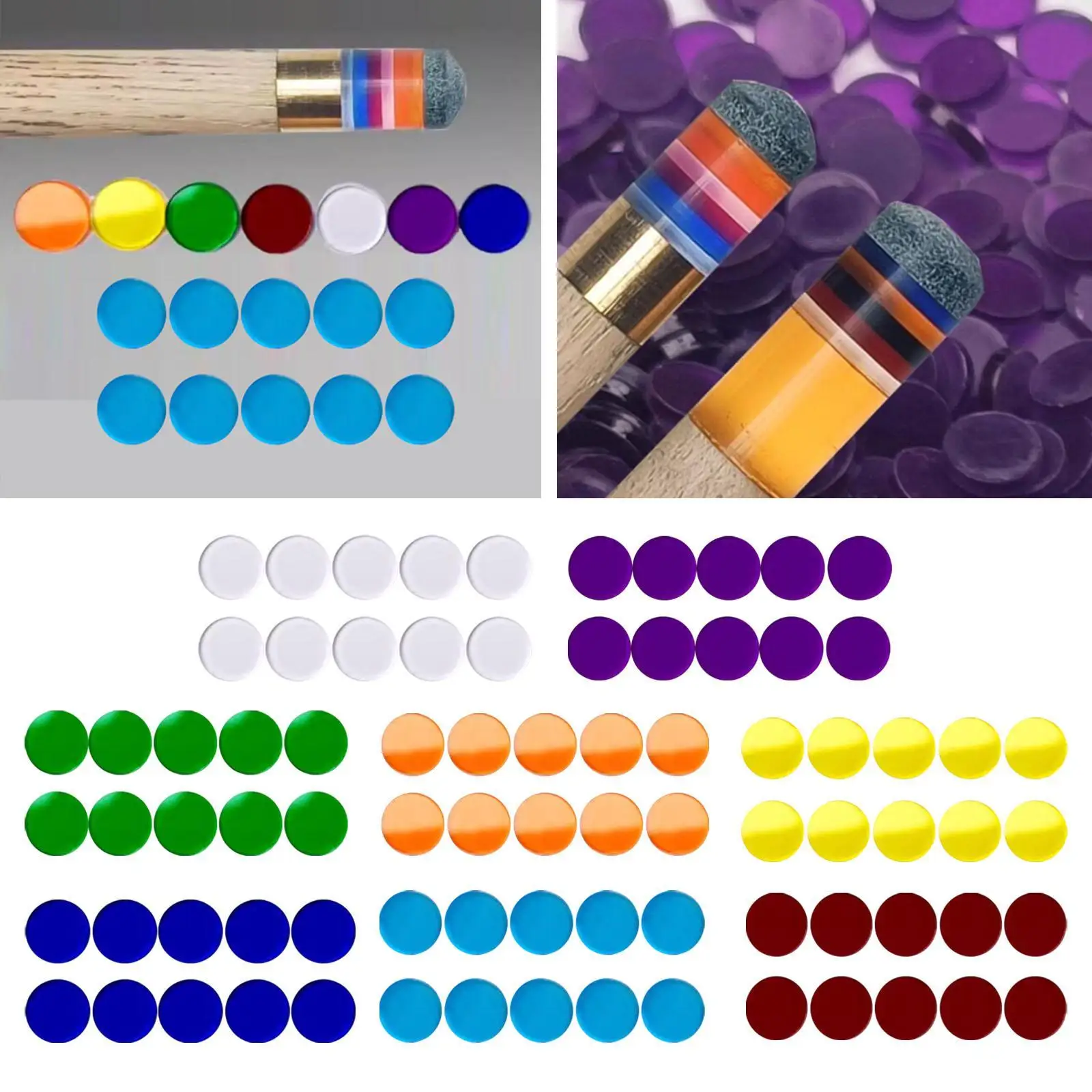 10 Pieces Billiard Cue Pads Ferrules Acrylic Replacement Accessories