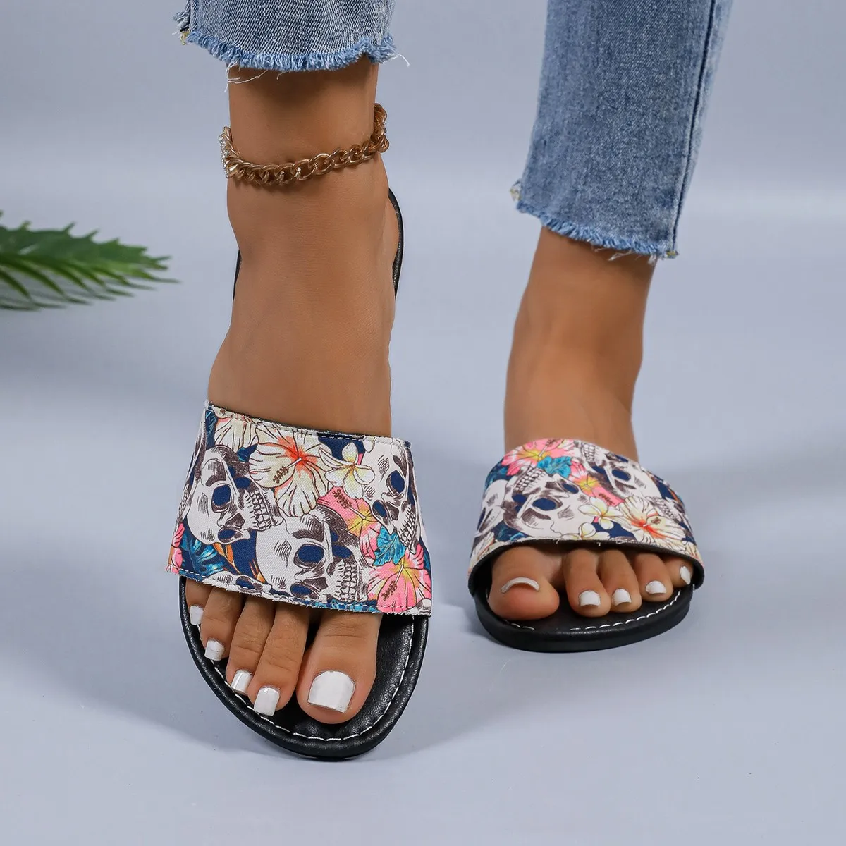 PU-Leder-Flip-Flops, Damen-Hausschuhe, modisch, neuer Sommer, große Größe 43