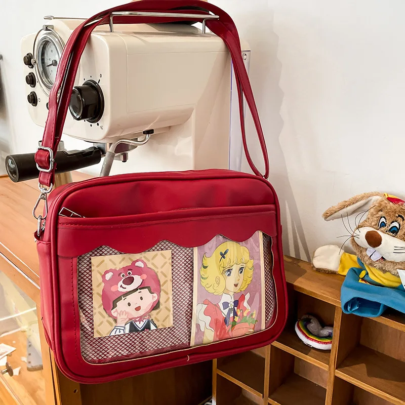 Small JK Bag For Women Japanese Harajuku PU Leather Crossbody Bags Girls School Bag Transparent Shoulder Bag Bolso Mujer itabag