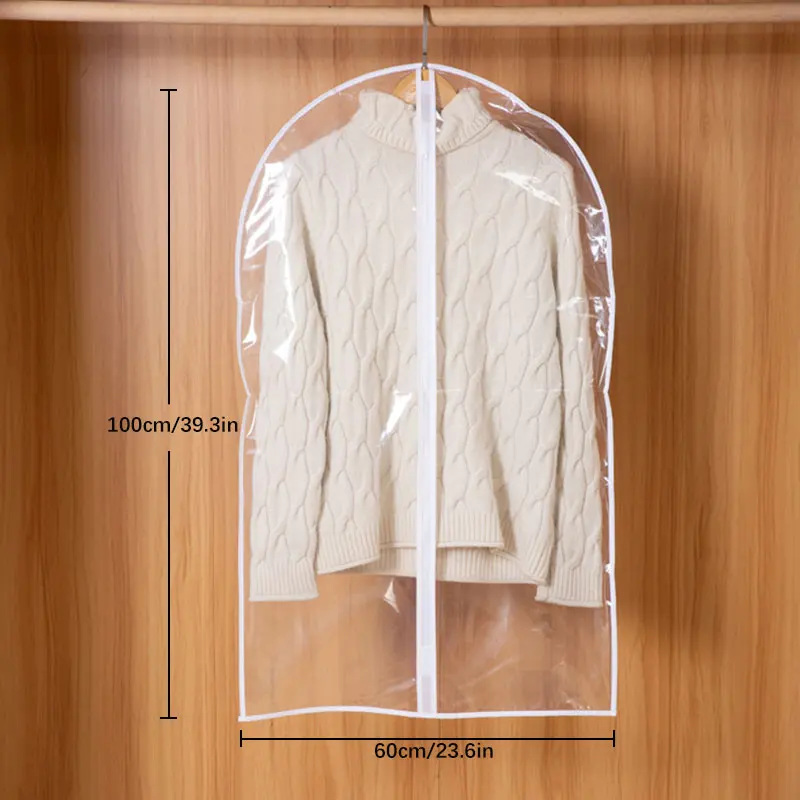 5 Pcs Dustproof Garment Hanging Bag, Lightweight Clothes Storage Bag For Closet, Translucent Cover