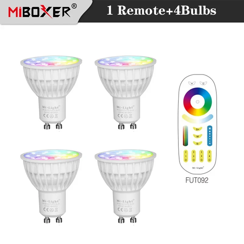 Miboxer  4W RGBCCT GU10 LED Spotlight FUT103 LED Bulb 2.4G RF Wireless Remote Control