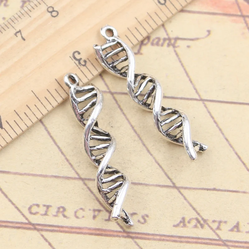 10pcs Charms 3D Deoxyribonucleic Acid DNA 40x8x8mm Tibetan Silver Color Pendants Antique Jewelry Making DIY Handmade Craft