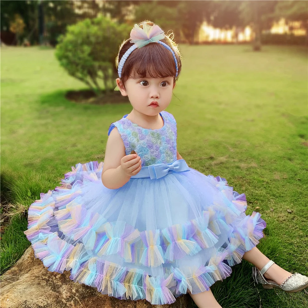 Princess Baby Girl Dress 0 6 Months Tutu Dress for Baby Girl 1 Year Old Newborn Infant Wedding Birthday Party Flower Puffy Gown