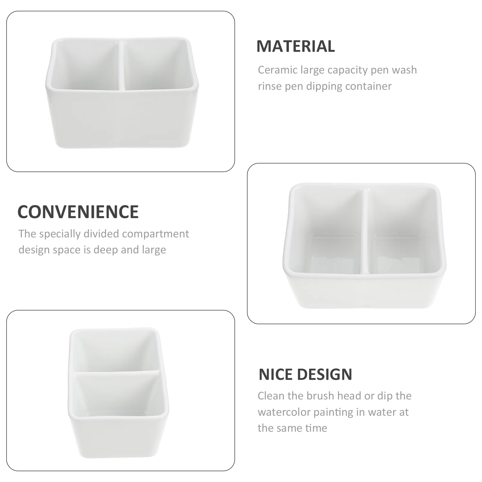 Sturdy Ceramic Ink Dish Large Capacity Pen Washing Tray Portable Calligraphy Painting Brush Ink Storage Container