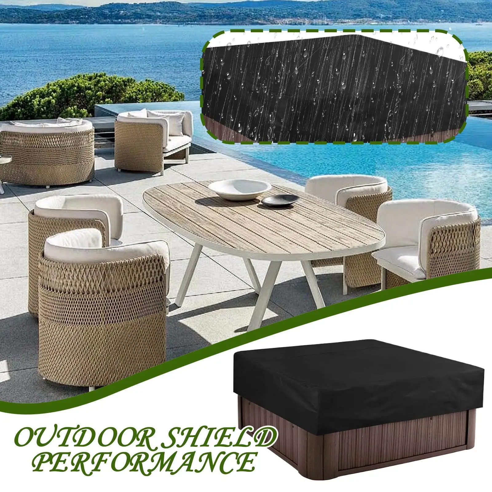 

Квадратный водонепроницаемый сверхмощный уличный спа-кейс для гидромассажной ванны для наружного сада, заднего двора, палубы у бассейна, жилого дома