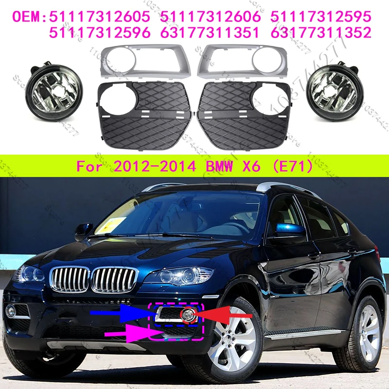 

For 2008-2014 BMW X6 Chass (E71) Fog Light Grille Bezel 51117312605 51117312606 51117312595 51117312596 63177311351 63177311352